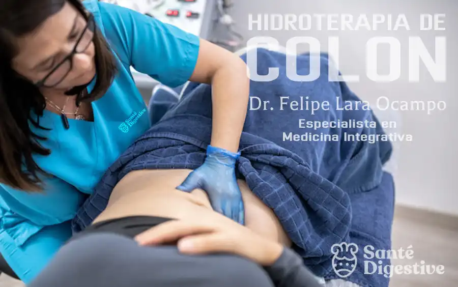Sesión de hidroterapia de colon en Santé Digestive, la limpieza intestinal más completa para detener la autointoxicación.